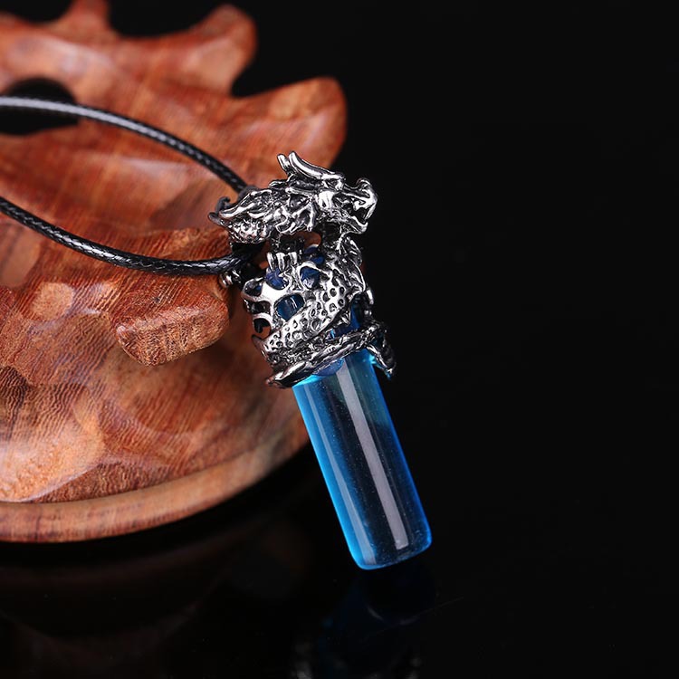 Fashionable domineering shaped crystal necklace, trendy and cool Chine dragon pendant, men's punk neck chain_voghion.com