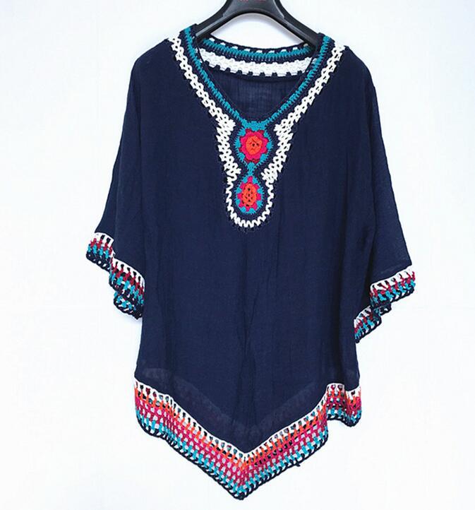 Lace Crochet Cover Up Sheer Knitted Top Beachwear Versatile Layering Wholesale Available customizable
