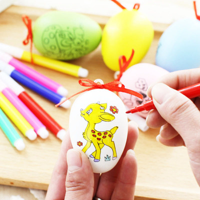 Easter Coloured drawing egg Cartoon pattern Watercolor pen suit simulation Plastic Eggs children diy Hand drawn