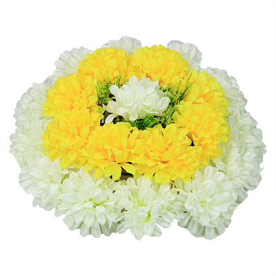 清明花祭祀仿真菊花圈 50cm人造花环 清明节环保祭奠公墓摆放花圈|ru