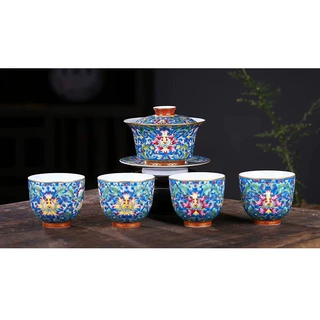 绿韵珐琅彩瓷古典礼品套装景德镇陶瓷茶具套装厂家直销批发