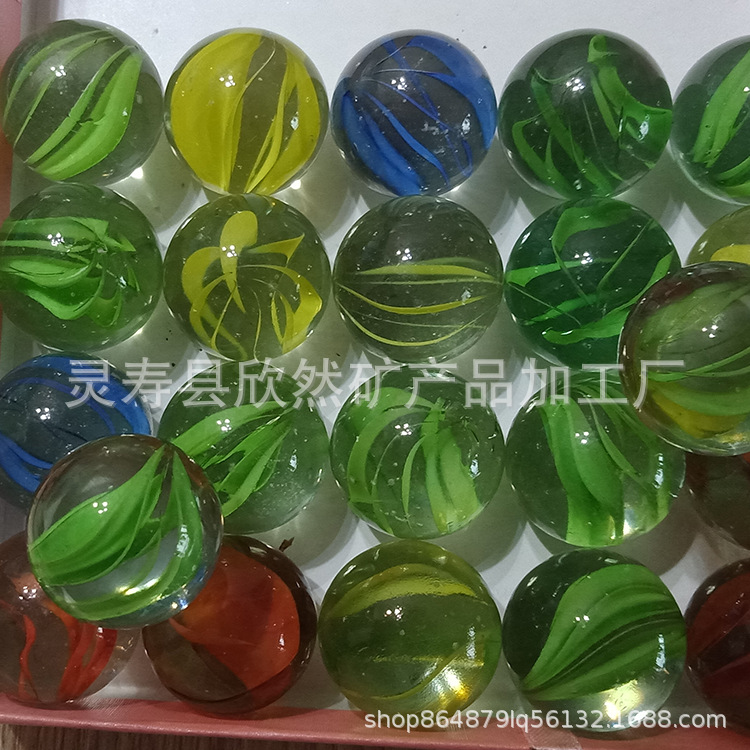 供应玻璃扁珠 三花玻璃弹珠玩 具游戏机鱼缸花盆装饰溜溜球水族
