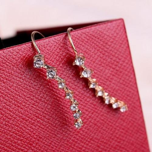 B120 Korean jewelry Big Dipper zircon earrings, a row of 7 diamonds with rhinestone stars, seven diamond earrings