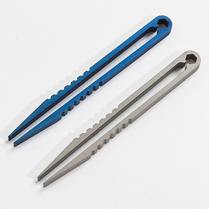 TC4 Titan-Stahl-Pinzette Multifunktional mit Schnappverschluss Korkenzieher CNC-gefräste Clips EDC Outdoor-Werkzeug – Detail 36