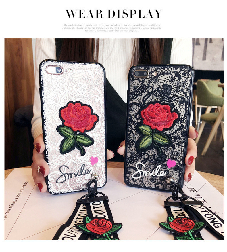 苹果X手机壳iPhone7plus超薄蕾丝玫瑰花保护套R11全包软壳X9S防摔