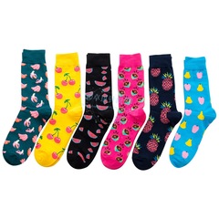 跨境貨源 潮牌同款襪水果系列男士女士襪子 個性棉中筒襪批發