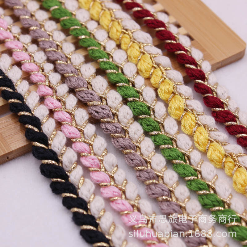 跨境爆款 小香风金丝编织花边 DIY服装箱包发饰辅料配件绳子 现货
