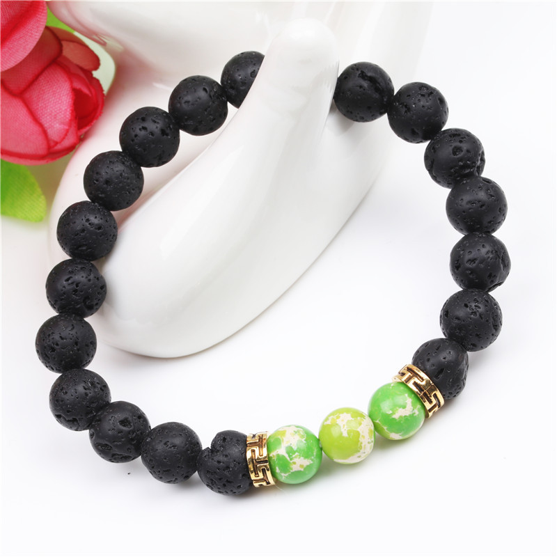 8mm Natural Line Agate Bracelet Colorful Seven Chakra Energy Yoga Beads Bracelet display picture 15