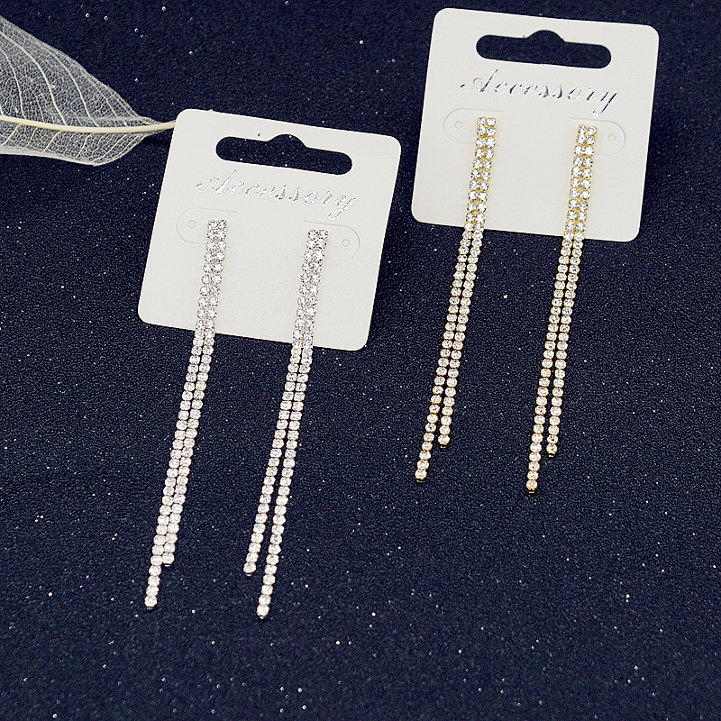 Rhinestones Inlay Material 1 Pair Simple Style Geometric Plating Copper Rhinestones Drop Earrings