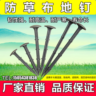 厂家批发除草布钉园艺果园农田地布钉防草布地钉黑色塑料倒刺地钉|ms