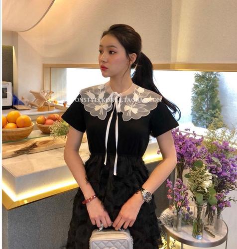 Korean version of spring, autumn and winter, spring and summer, Korean version of princess style double-layer embroidered doll collar, fake collar, exaggerated collar