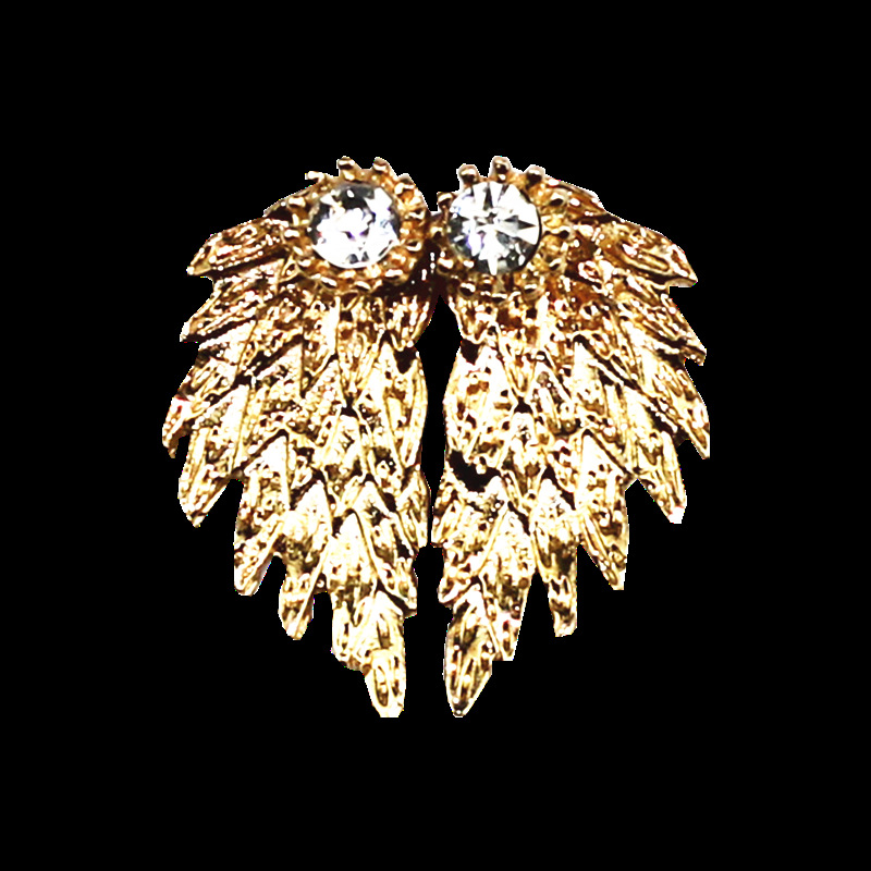 Retro Angel Wings Feather Diamond Alloy Earrings display picture 4