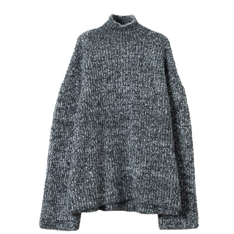 2018冬款韩版大码毛衣女宽松chic慵懒风显瘦百搭高领粗针加厚毛衣