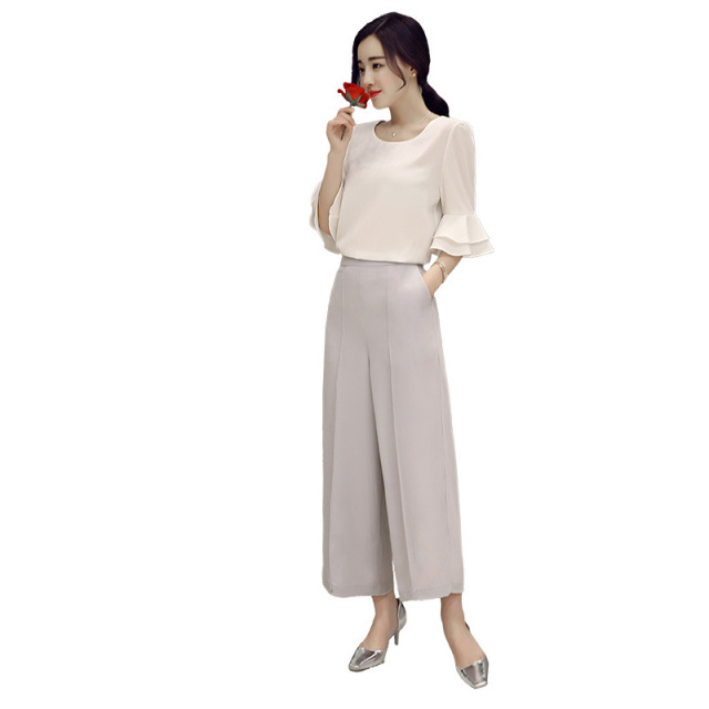 Summer new fashion fishtail dress trumpet sleeve chiffon two-piece