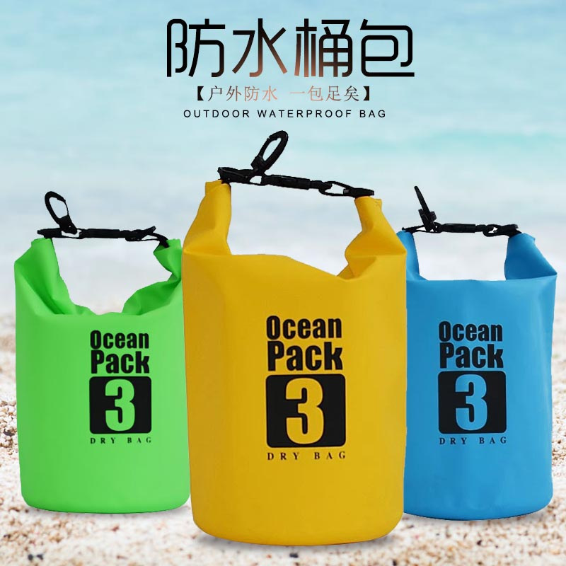 3L Dark Blue Outdoor Waterproof Bag Camping Riding Waterproof Barrel Bag Swimming Waterproof Bag Mobile Phone Waterproof Case