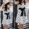 Dress with sleeves sleevless, shiffon skirt with bow, children's clothing, Korean style