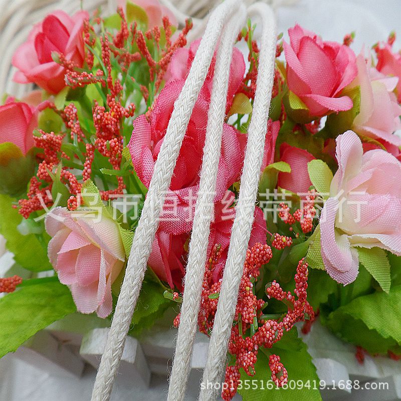 实心棉绳4mm5mm本白棉绳有心黑色漂白圆绳 服装棉绳