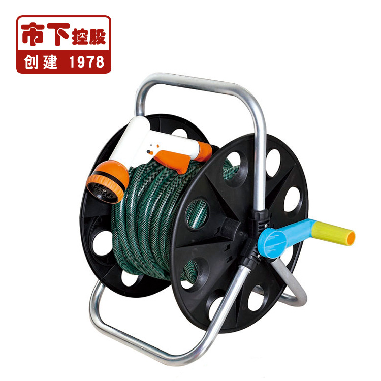 市下浇花洒水洗车 家用园艺浇花多功能水枪水管架 便携水管车套装