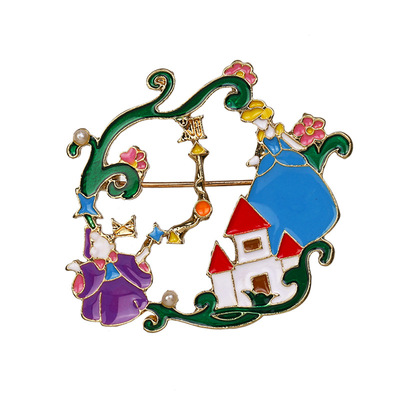 跨境电商流行个性新品卡通动漫城堡巫婆公主滴油胸针服装配饰领针|ru