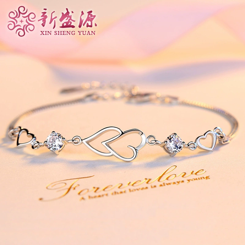 Южная Корея мода новый браслет из стерлингового серебра 925 пробы корейский от сердца до сердца ювелирные изделия из стерлингового серебра женские производители оптом