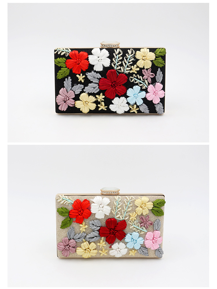 Women's Small Polyester Flower Vintage Style Classic Style Square Buckle Shoulder Bag Clutch Bag Evening Bag display picture 1