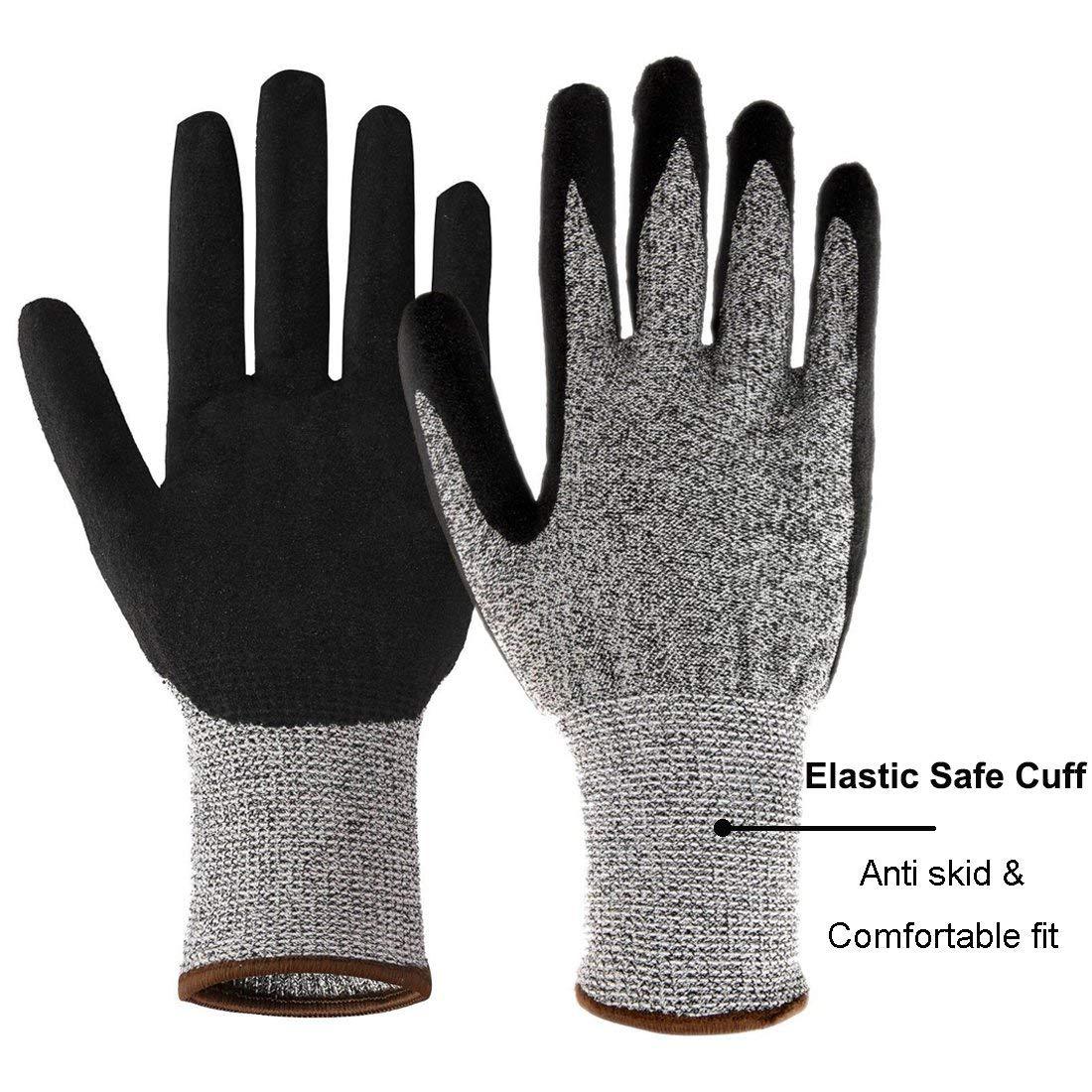 防割5级浸胶手套厨房防刀刃刺穿耐磨防切割手套HPPE加强版PU手套