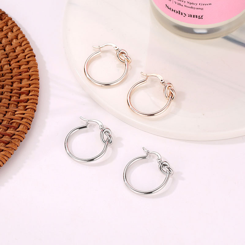 Exclusif Pour Croix-frontière Boucles D'oreilles Polyvalent, Simple Et Personnalisé Noués Boucles Boucles D'oreilles Pour Les Femmes Simple Géométrique Cercle Oreille Goujons Hoop Boucles D'oreilles display picture 6