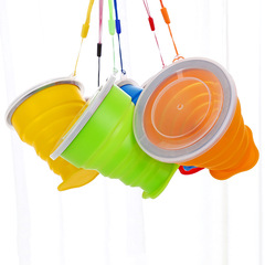 A2576 Outdoor Portable Foldable Water Cup Multifunctional Creative Water Cup Telescopic Cup Silicone Foldable Cup with Lid