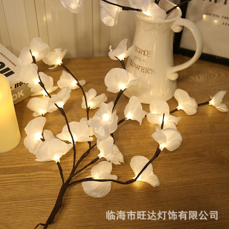 Светильник-ветка Phalaenopsis LED, реалистичные орхидеи на гирлянде для дома, батарейный, 0,23 кг