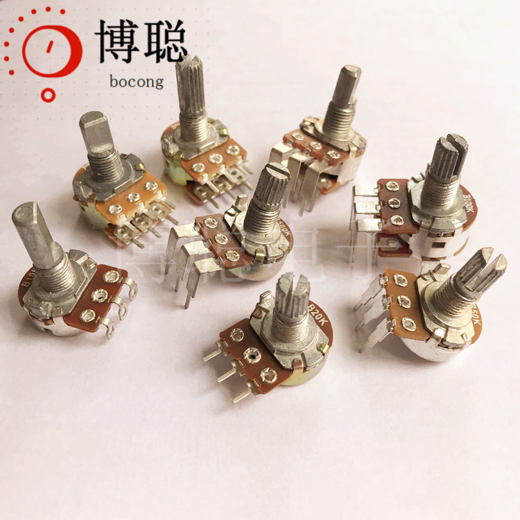 宇润发品牌148单联1K-5M旋转碳膜单排三脚柄高15mm音量调节电位器
