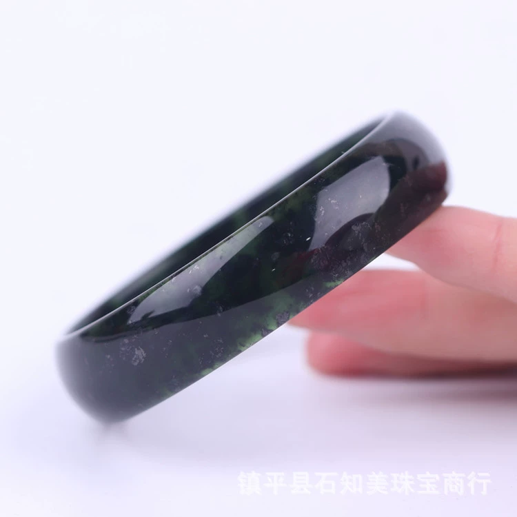 Xinjiang A cargo ink jade bracelet Gansu Qilian jade snake -like jade olive green female jade bracelet live supply
