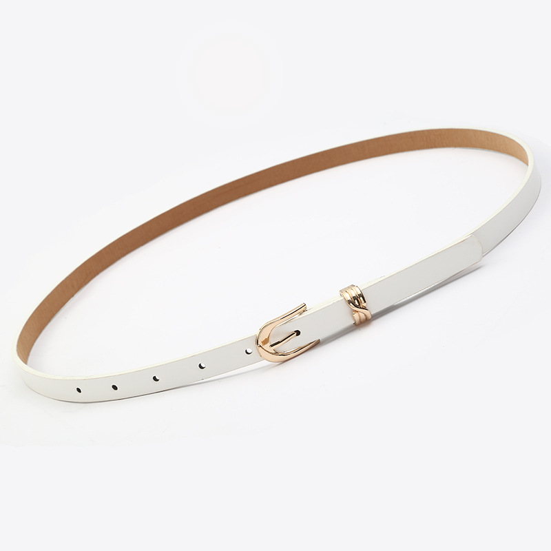 Casual Solid Color Pu Leather Alloy Metal Button Belt display picture 2