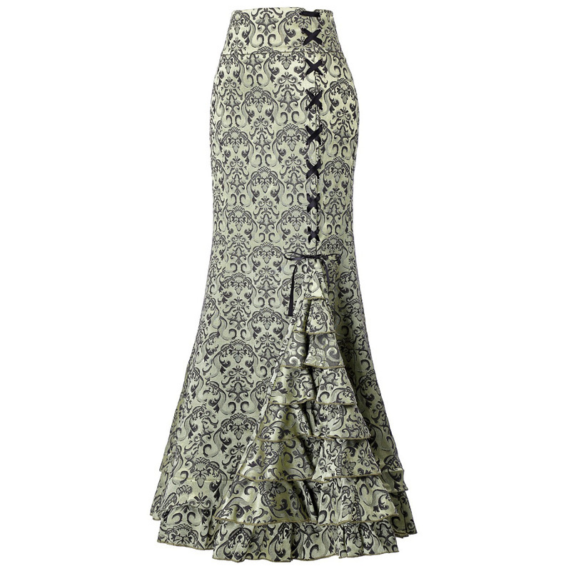 2020 Halloween Jacquard Fishtail Skirt Steampunk Retro Dress Gothic Skirt Victoria Dress