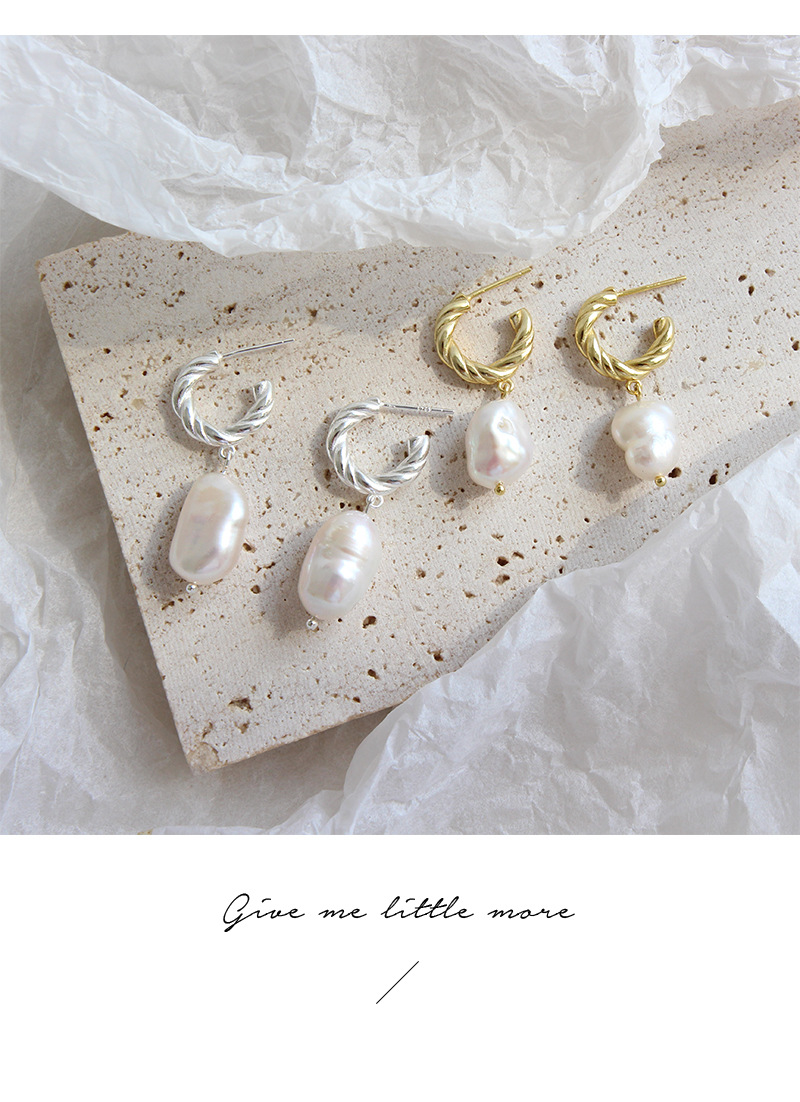 Earrings, Ear Studs Classification Et297 Korean Style S925 Sterling Silver Stud Earrings Baroque Pearl Twist Ring Female Stud Earrings Eardrops Silver Earrings