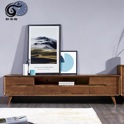 轩帝斯实木电视柜 北欧白蜡木地柜现代简约小户型矮柜客厅储藏柜