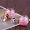 Glossy double-sided earrings, hypoallergenic zirconium