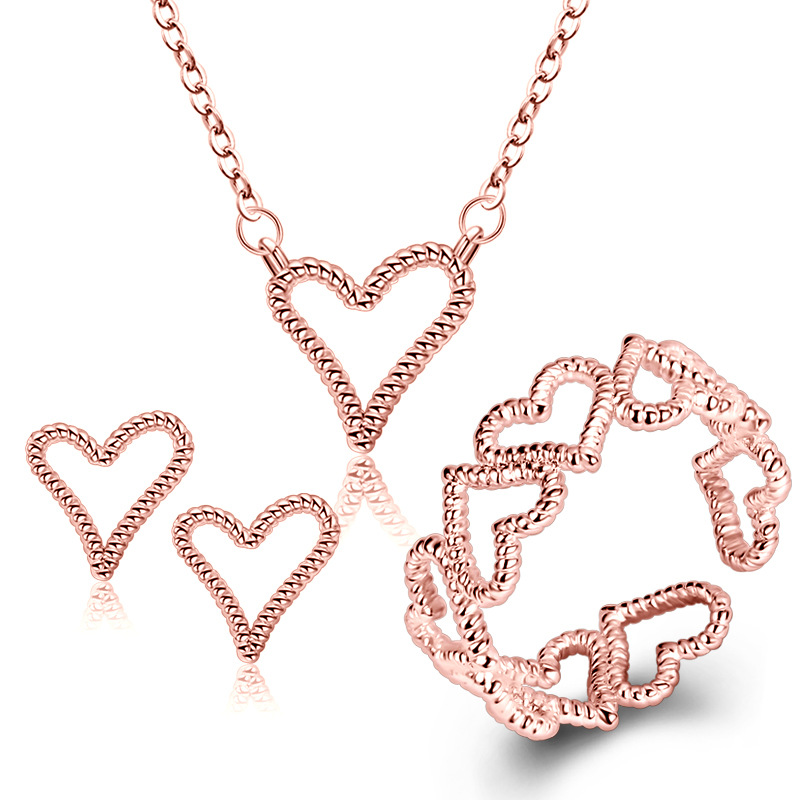 Clever blue imitation 925 Sterling Silver heart-shaped suit Silver Accessories Necklace Earrings Ear Studs Ring Ladies Manufactor wholesale