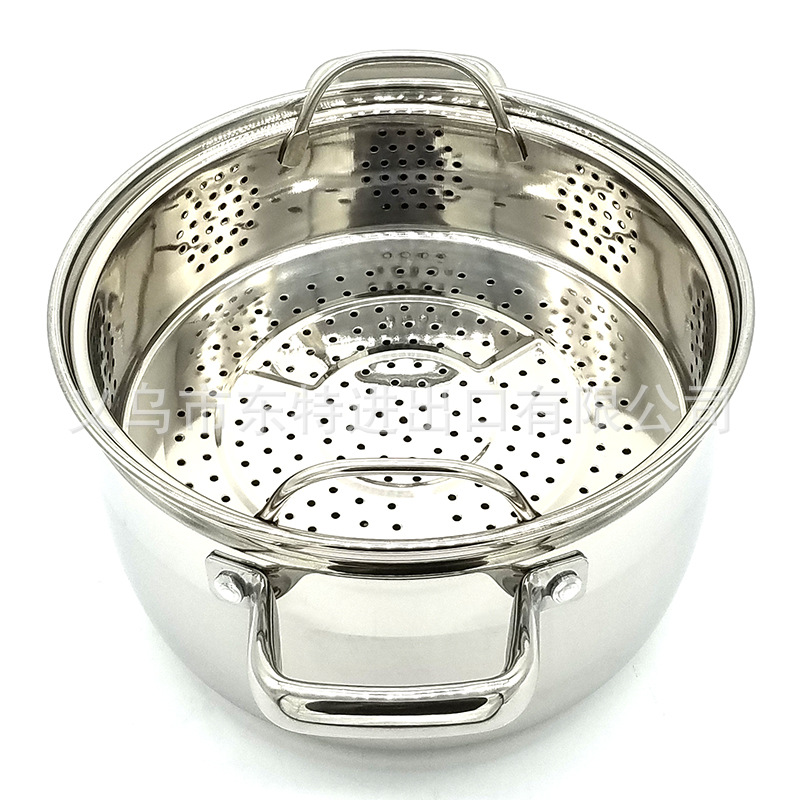 Factory direct sales of stainless steel steamers with thickened bottoms, soup POTS, Japanese double-layer induction cookers, universal steamers, gift steamers detail image 9