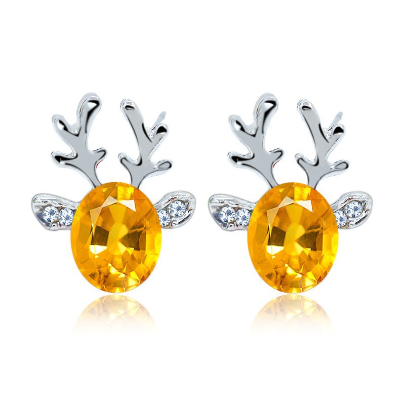 1 Pair Fashion Deer Enamel Alloy Rhinestones Ear Studs display picture 3