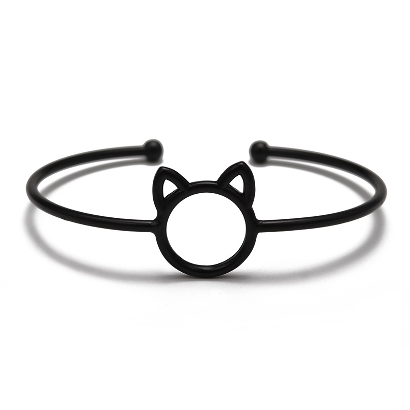 Cartoon animal cat ear opening adjustable bracelet green copper material