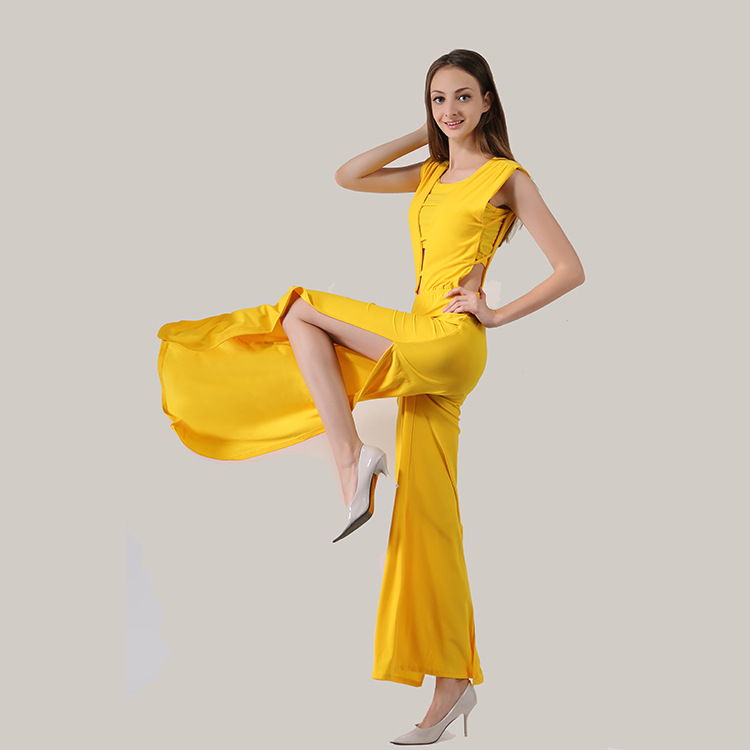Sexy Strapless Crop Top and Side Slit Jumpsuit Set Casual Style Comfortable Fit Perfect for Summer Wholesale Available