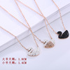 Necklace stainless steel, golden chain for key bag , fashionable pendant, pink gold, diamond encrusted, wholesale