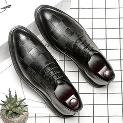 Spring New Men's Pointed Leisure Leather Shoes Korean Style Trendy Thick Sole Business Formal Men's Shoes 3014-A