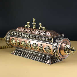 西藏工艺品批发佛家摆件尼泊尔手工铜制香炉吉祥八宝卧式熏香炉