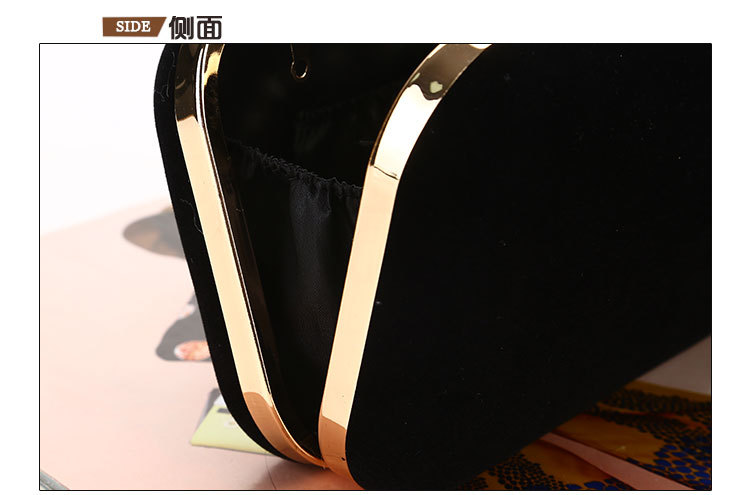 225g Weight Polyester Lining Material Buckle Closure Type Single Shoulder Strap Strap Type Evening Bag Bags Type Solid Color Pattern Fashion Style Royal Blue, Red, Wine Red, Black Color Small Size Retro Crown Diamond Diamond-studded Suede Evening Bag 2