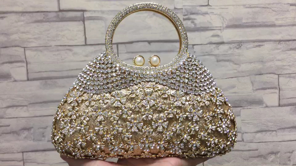 Túi clutch nữ đính kim cương giả dự tiệc cao cấp kích thước 23x12x6 cm — Màu đen chi tiết 35