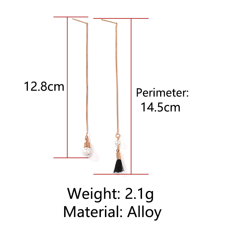 Coreanos Nuevos Pendientes Simples Y Frescos Perla Borla Línea Oreja Largos Pendientes Asimétricos Al Por Mayor display picture 1