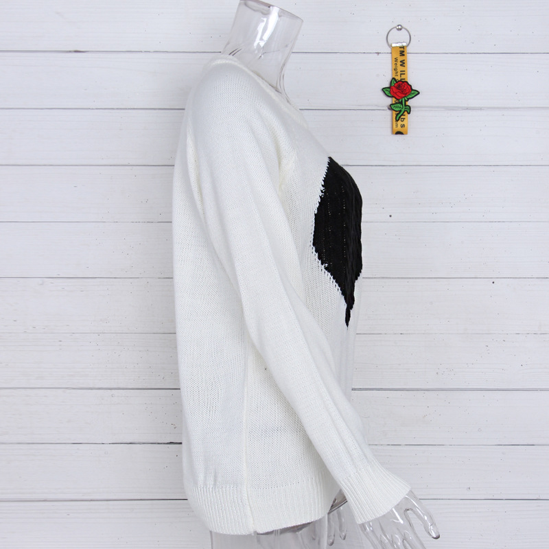 441g Weight Long Sleeve Sleeve Length Pullovers Placket Type Regular Sleeve Sleeve Type Polyacrylonitrile Fiber, knit Fabric Type Regular Top Length Sweater Tops Type Daily, Street Occasion Round Neck Neckline Slim Fit Type Heart Shape Pattern Spring, Autumn Season Women's Gender Elegant Style Wholesale Women's Elegant Heart Shape Long Sleeve Sweaters & Cardigans 28