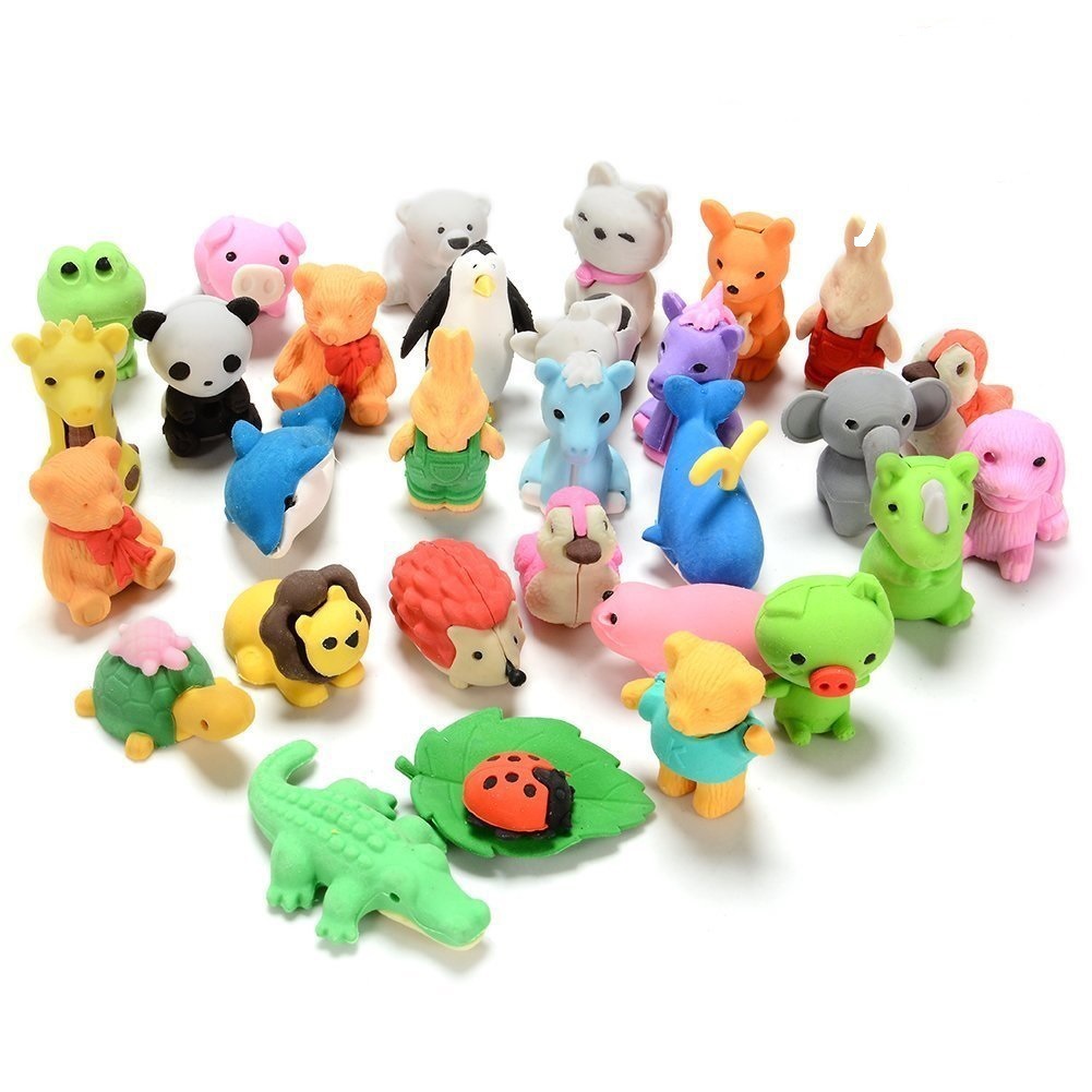 30pcs New Cute Animal Rubber Pencil Eraser Set Novelty Stationery Kids ...