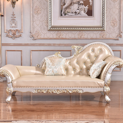 European style Chaise longue solid wood Fabric art Beauty couch beauty Royal couch Lazy man Sofa chairs deck chair bedroom a living room